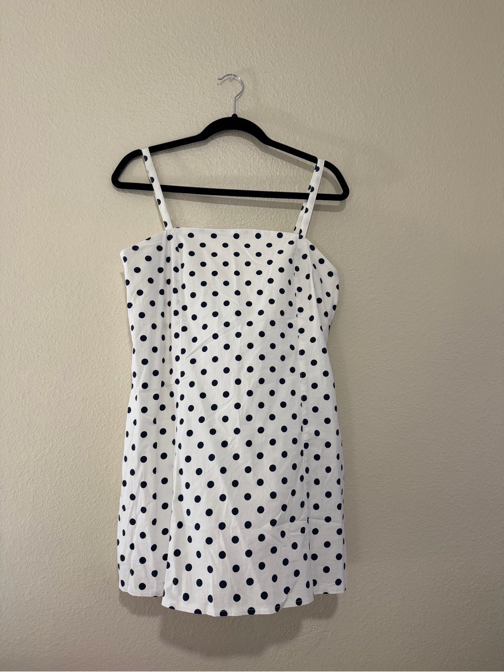 White Polka Dot Spaghetti Strap Dress with shorts under